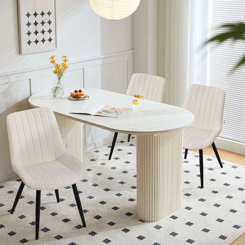 Familand Faux Leather Dining Chairs Set Of 2 in Cream