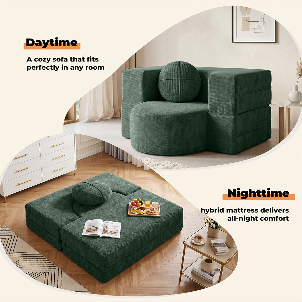 Familand 1 Seater 100cm Convertible Memory Foam Sofa Bed
