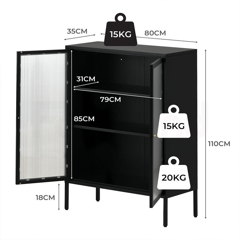 Familand Steel Buffet Sideboard in Black