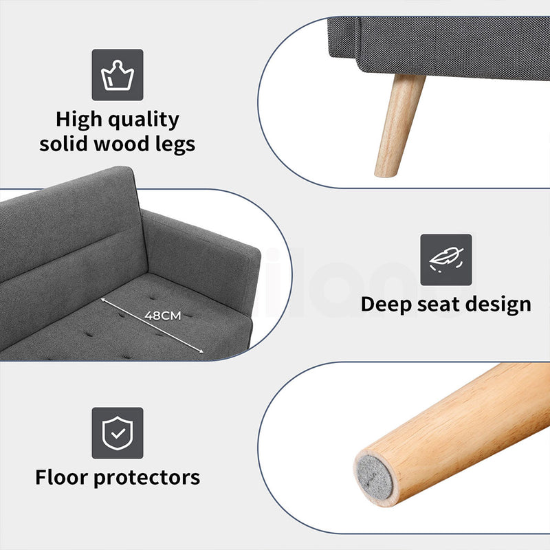 Familand 3 Seater Convertible Sofa Bed in Grey