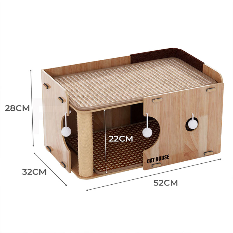 Tedi's 2-Tier Wooden Cat House