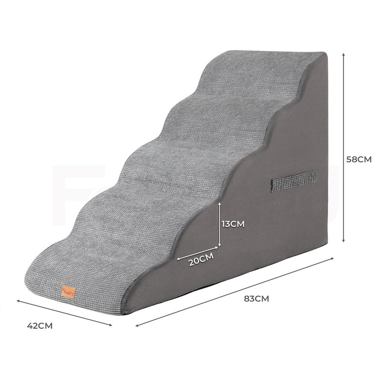Tedi's 5 Steps Memory Foam Dog Stairs Ramp for High Bed Sofa Couch