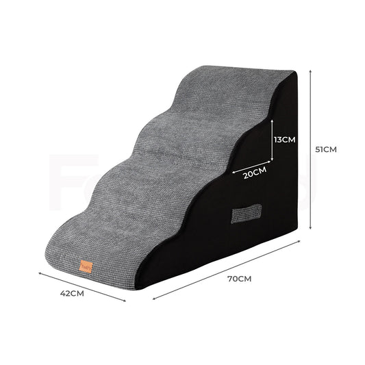 Tedi's 4 Steps Memory Foam Dog Stairs Ramp for High Bed Sofa Couch