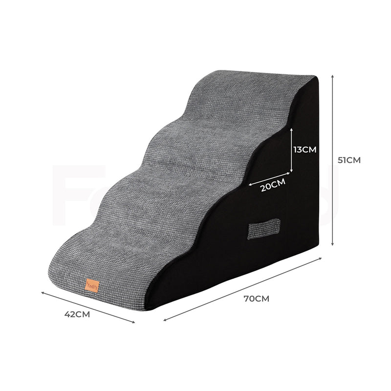 Tedi's 4 Steps Memory Foam Dog Stairs Ramp for High Bed Sofa Couch