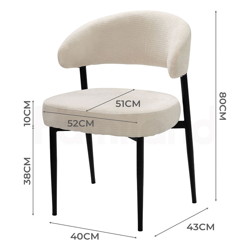 Familand Dining Chairs Set Of 2 with Spring Seat Cushion in Cream