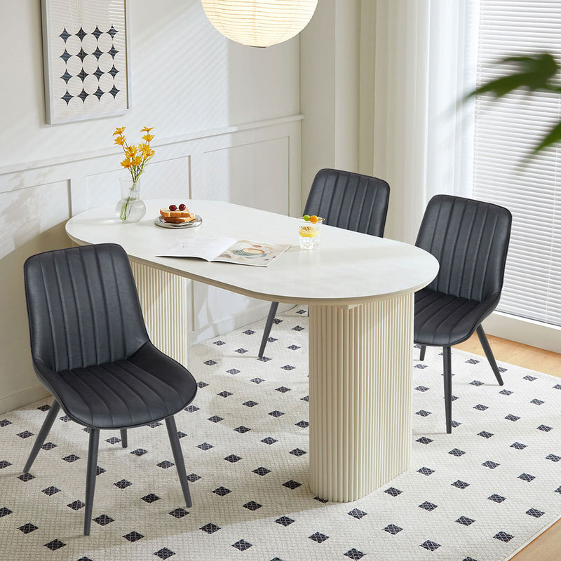 Familand Faux Leather Dining Chairs Set Of 2 in Black