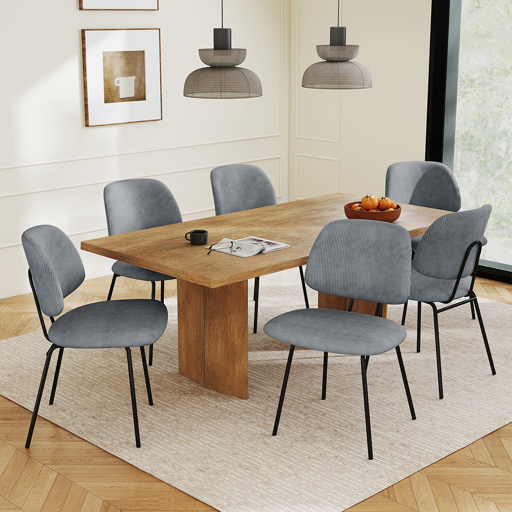 Familand Corduroy Dining Chairs Set Of 2 in Grey
