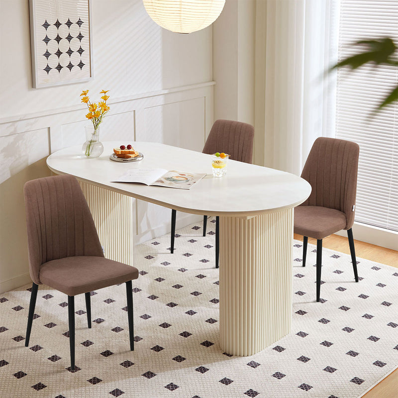 Familand Linen Dining Chairs Set Of 2 in Brown