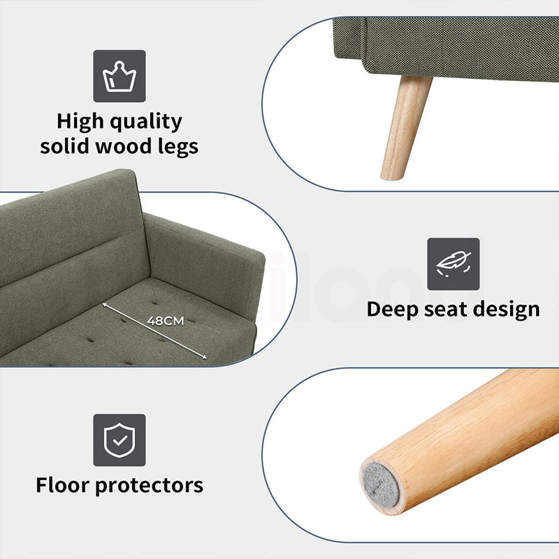 Familand 3 Seater Convertible Sofa Bed in Green