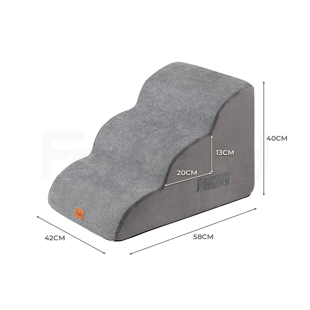 Tedi's 3 Steps Memory Foam Dog Stairs Ramp for High Bed Sofa Couch