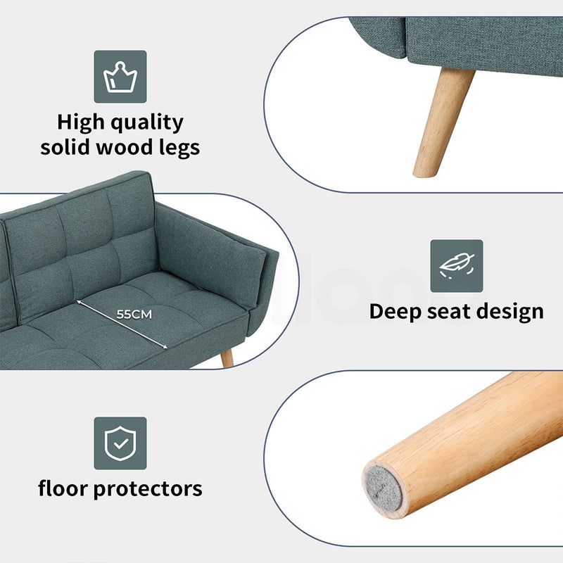 Familand 3 Seater Convertible Futon Sofa Bed in Green