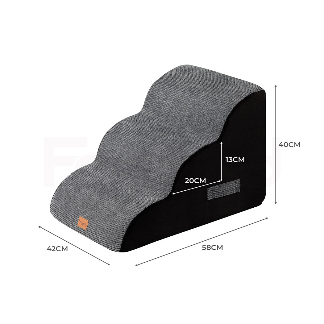 Tedi's 3 Steps Memory Foam Dog Stairs Ramp for High Bed Sofa Couch