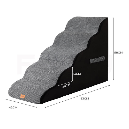Tedi's 5 Steps Memory Foam Dog Stairs Ramp for High Bed Sofa Couch