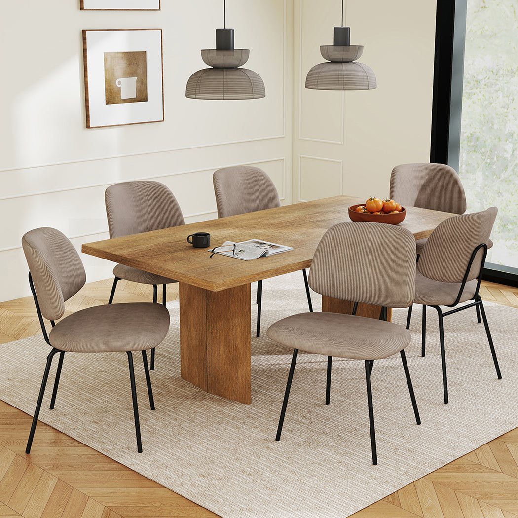 Familand Corduroy Dining Chairs Set Of 2 in Khaki