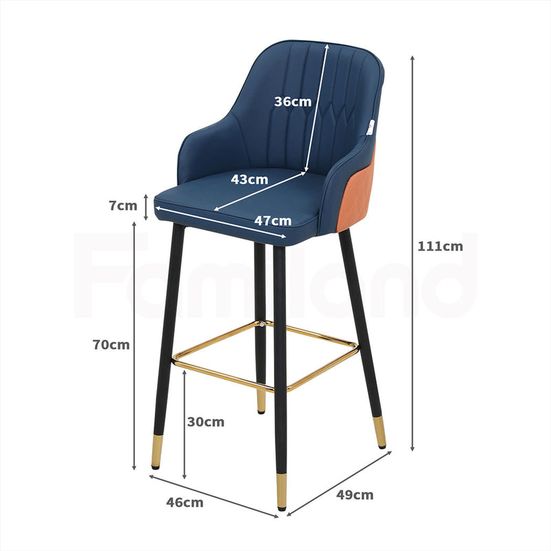 Familand Faux Leather Bar Stools Set Of 2 in Navy