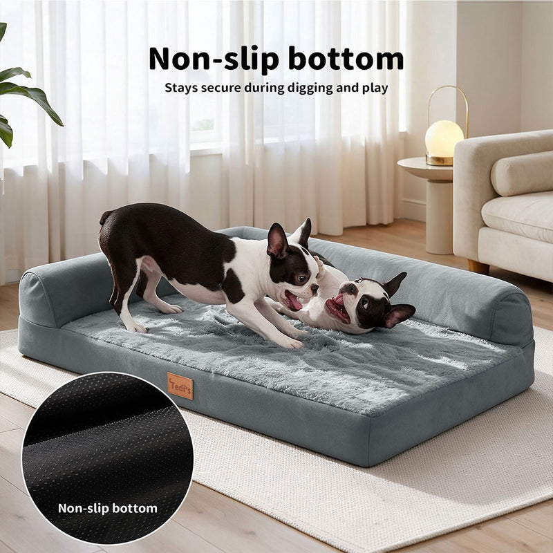 Tedi's Orthopedic Dog Bed Memory Foam Beds Removable Washable Cover Grey