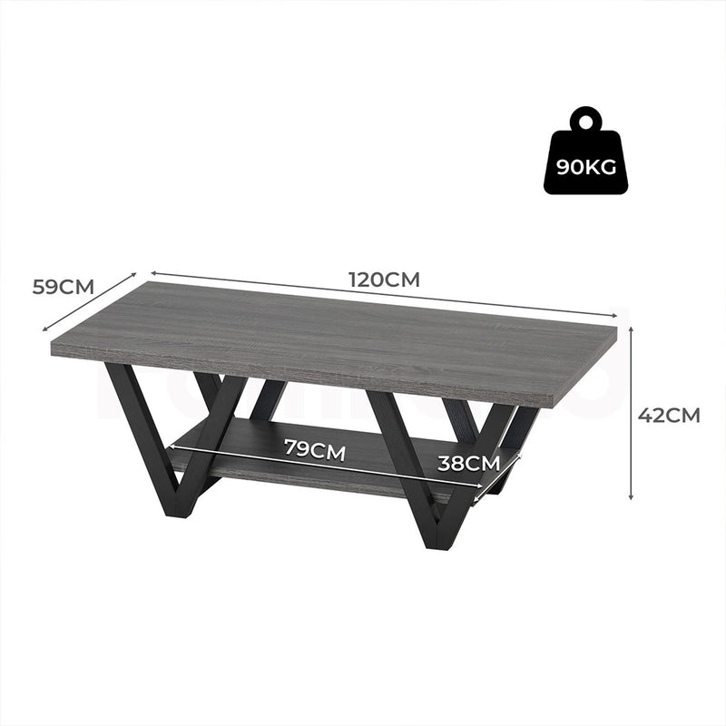 Familand 120cm Wooden Coffee Table in Dark Grey