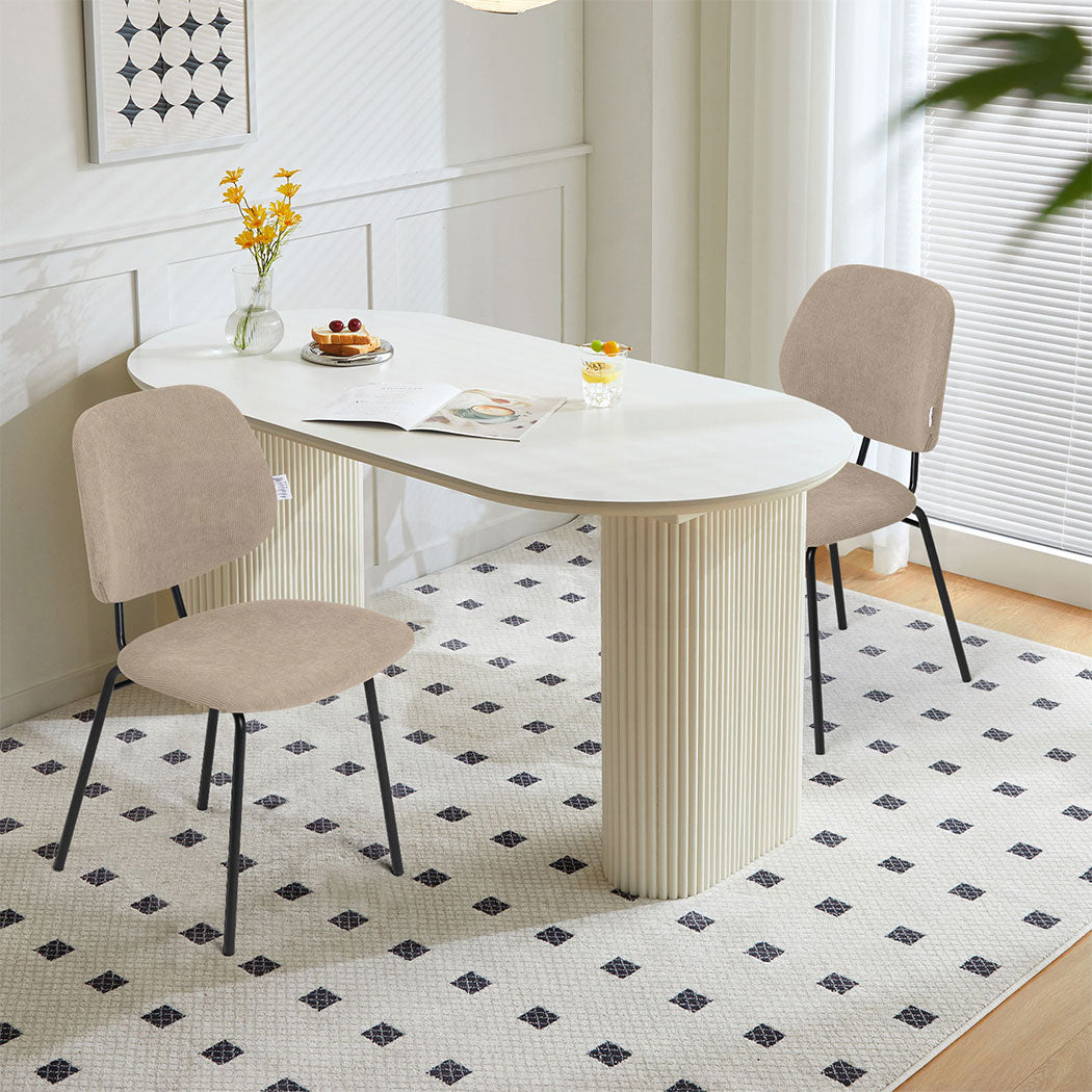 Familand Corduroy Dining Chairs Set Of 2 in Khaki