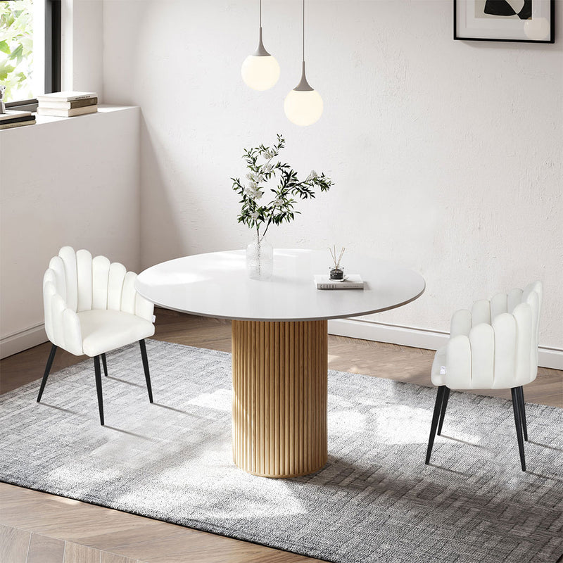 Familand Velvet Dining Chairs Set Of 2 in White