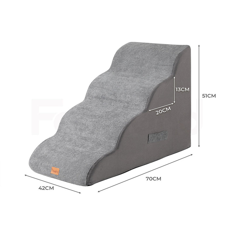 Tedi's 4 Steps Memory Foam Dog Stairs Ramp for High Bed Sofa Couch