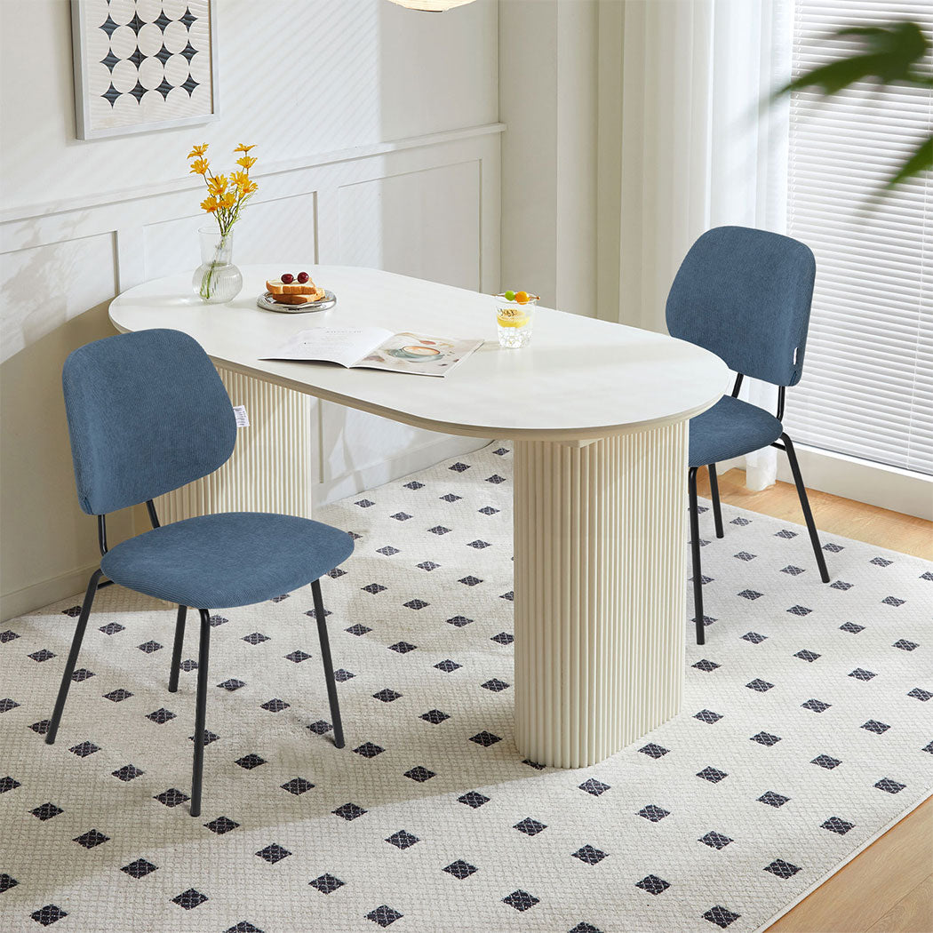 Familand Corduroy Dining Chairs Set Of 2 in Blue