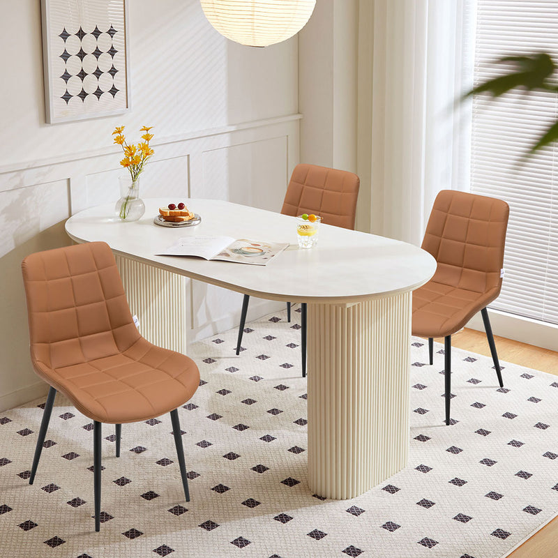 Familand Faux Leather Dining Chairs Set Of 4 in Brown