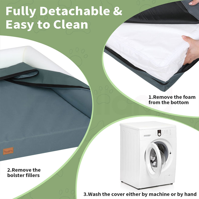 Tedi’s Waterproof Orthopedic Dog Calming Bed in Dark Grey