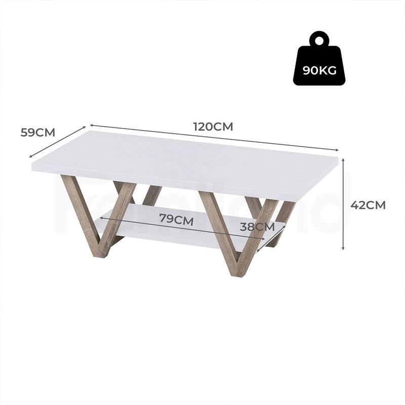 Familand 120cm Wooden Coffee Table in White