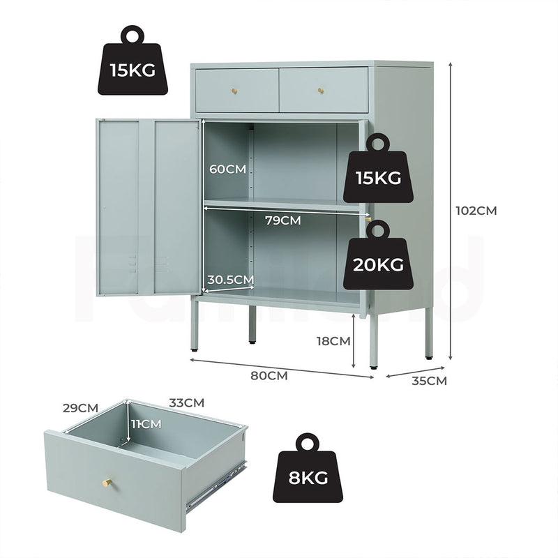 Familand Steel Buffet Sideboard in Mint green