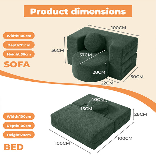 Familand 1 Seater 100cm Convertible Memory Foam Sofa Bed
