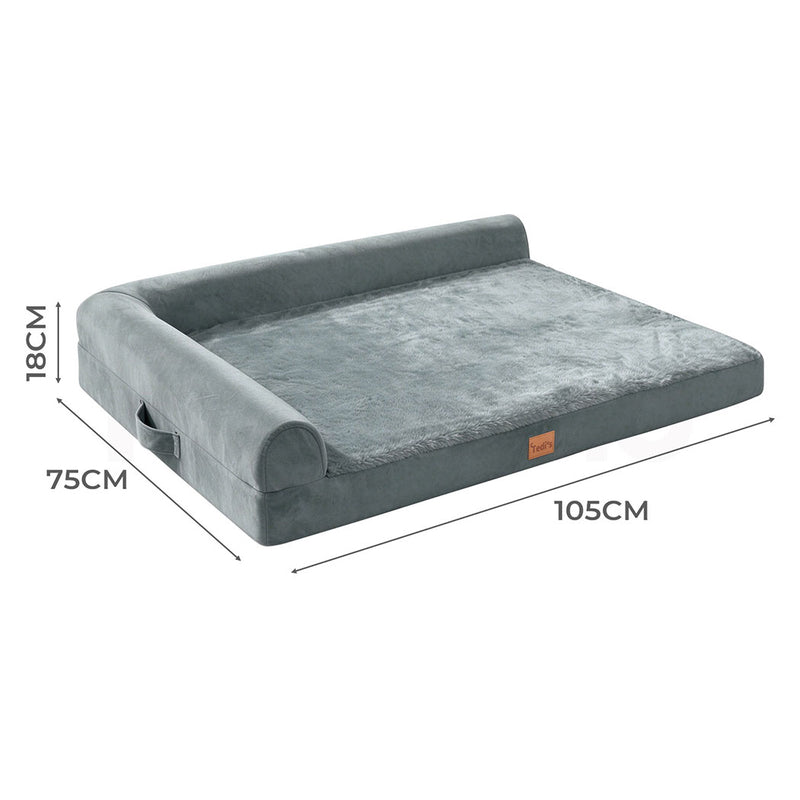 Tedi's Orthopedic Dog Bed Memory Foam Beds Removable Washable Cover Grey