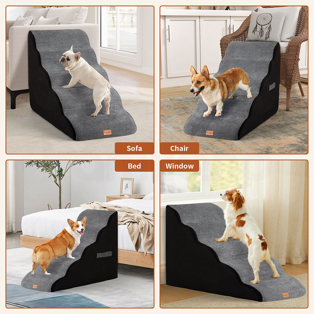 Tedi's 5 Steps Memory Foam Dog Stairs Ramp for High Bed Sofa Couch