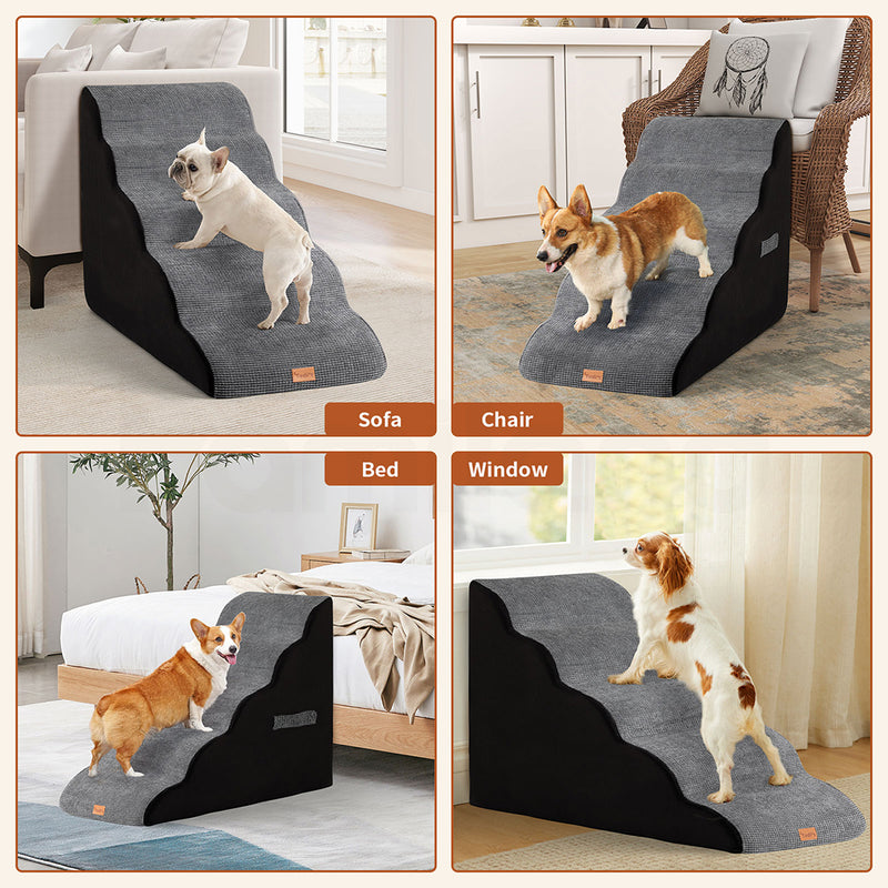 Tedi's 5 Steps Memory Foam Dog Stairs Ramp for High Bed Sofa Couch