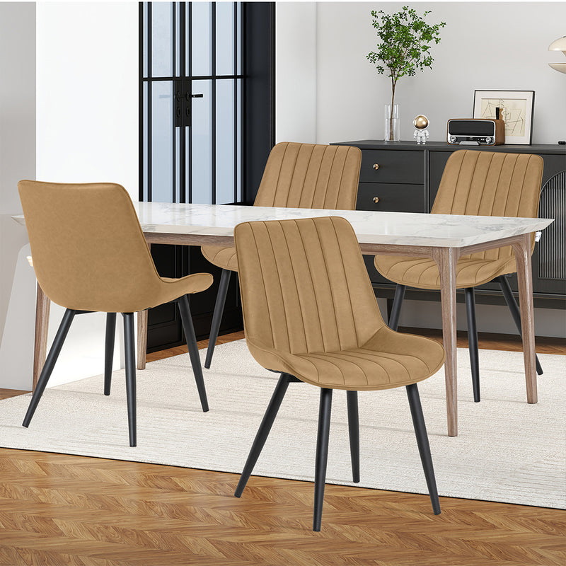 Familand Faux Leather Dining Chairs Set Of 2 in Brown