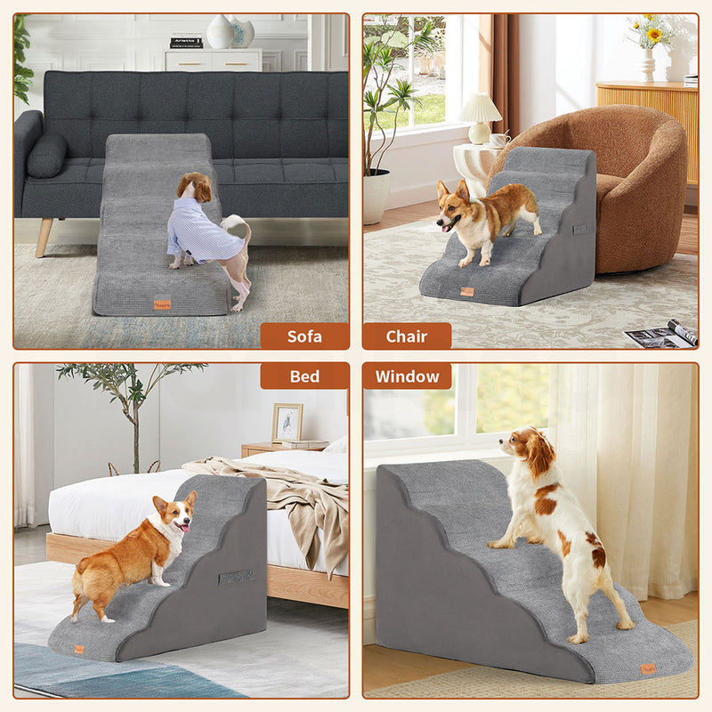 Tedi's 5 Steps Memory Foam Dog Stairs Ramp for High Bed Sofa Couch