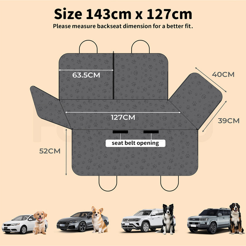 Tedi's Dog Car Seat Cover, Back Seat Cover for Dogs Pet Car Seat Protector Waterproof Bench Car Seat Cover