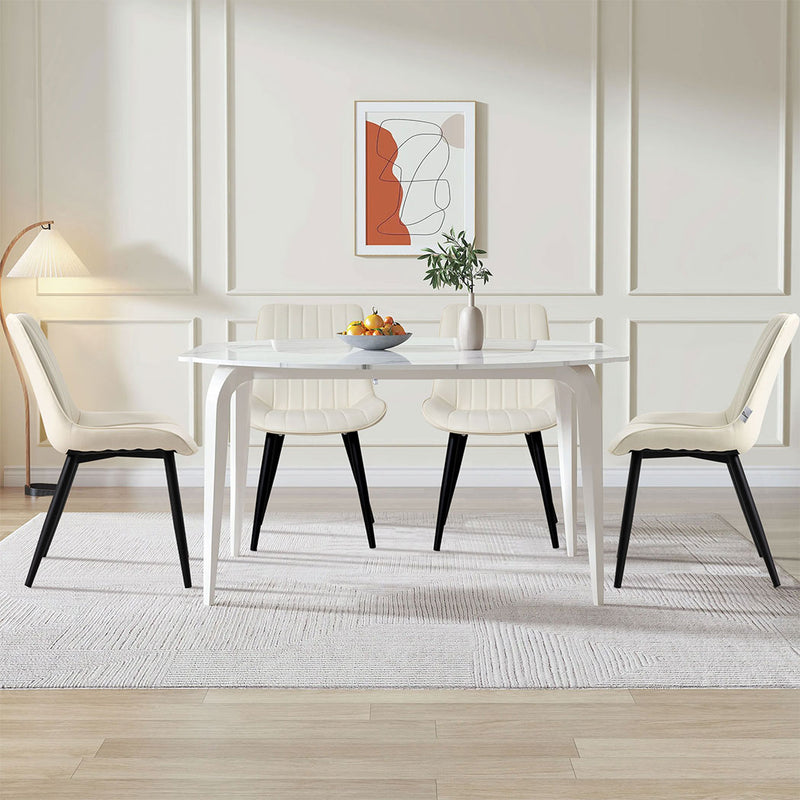 Familand Faux Leather Dining Chairs Set Of 2 in Cream