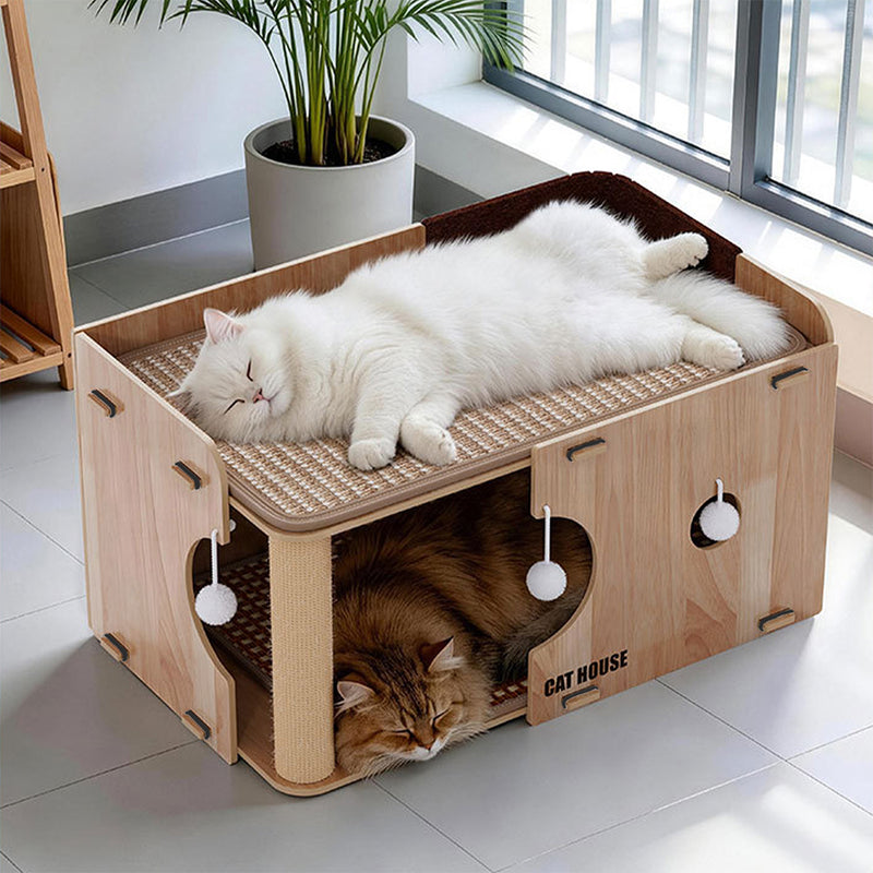 Tedi's 2-Tier Wooden Cat House