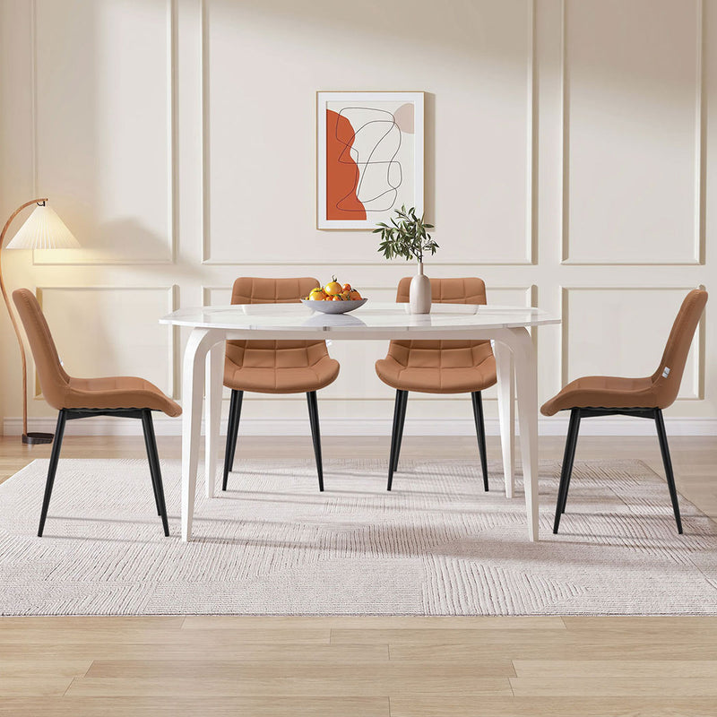 Familand Faux Leather Dining Chairs Set Of 4 in Brown