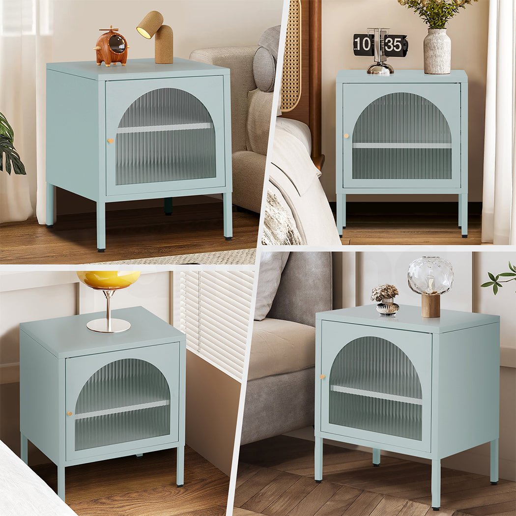 Familand Steel End Side Table Night Stand Bedside Tables in Mint Green