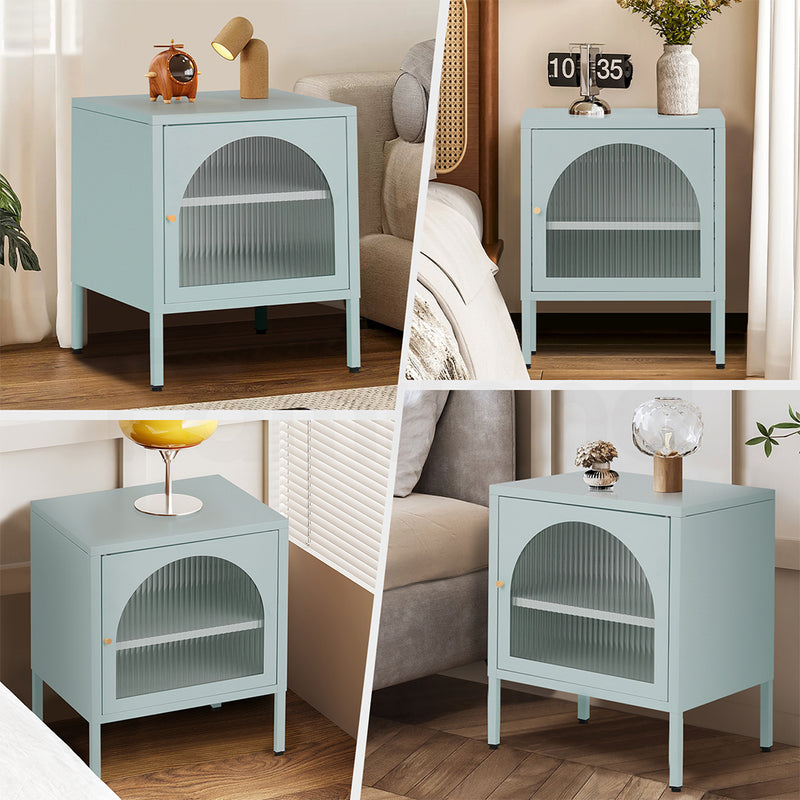 Familand Steel End Side Table Night Stand Bedside Tables in Mint Green