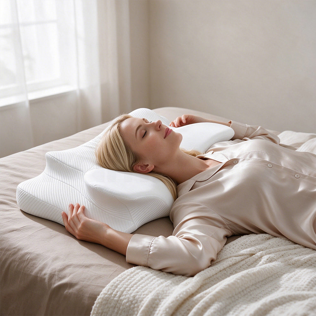 Familand Memory Foam Cervical Neck Pillow in White