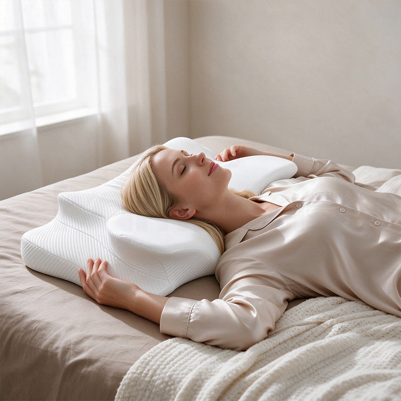 Familand Memory Foam Cervical Neck Pillow in White