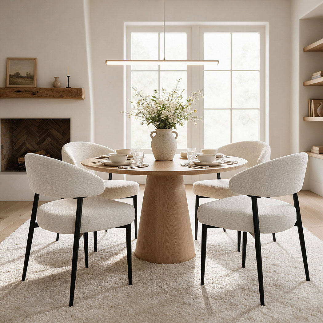 Familand Dining Chairs Set Of 2 with Spring Seat Cushion in Cream