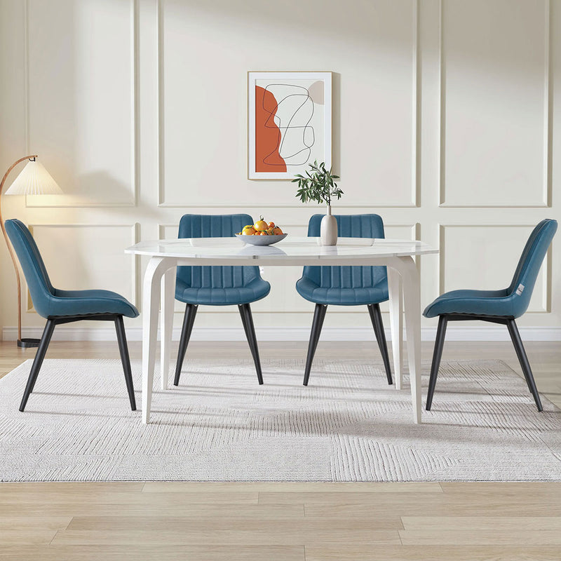 Familand Faux Leather Dining Chairs Set Of 2 in Navy