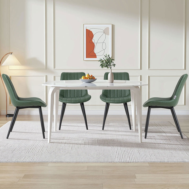 Familand Faux Leather Dining Chairs Set Of 2 in Green