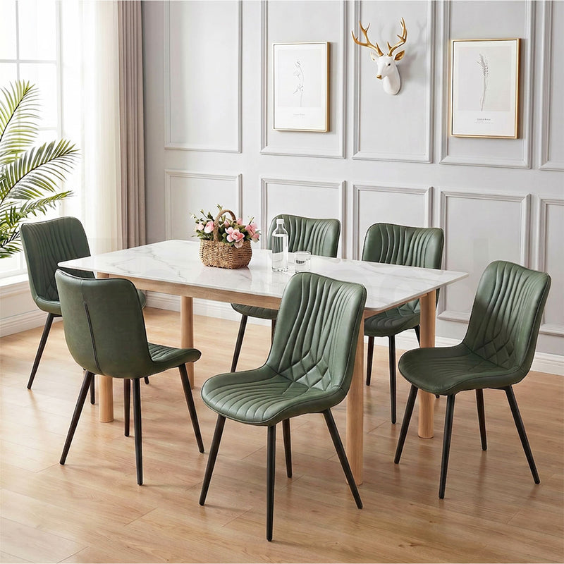 Familand Dining Chairs Set Of 2 PU Leather Padded Seat Kitchen Living Room Chair