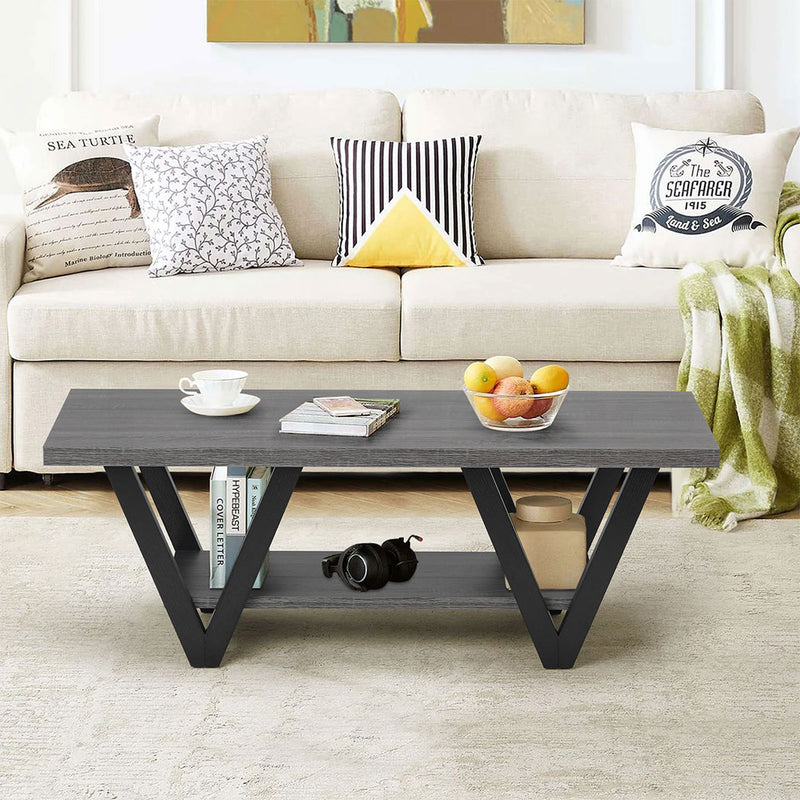Familand 120cm Wooden Coffee Table in Dark Grey