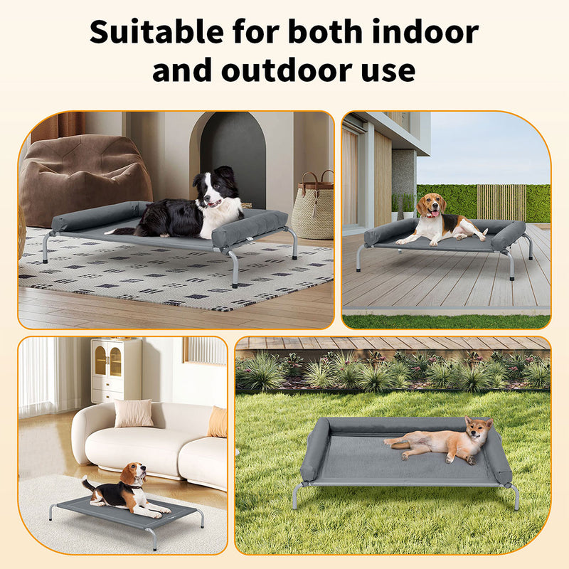 Tedi's Pet Elevated Dog Bed with Removable Bolsters