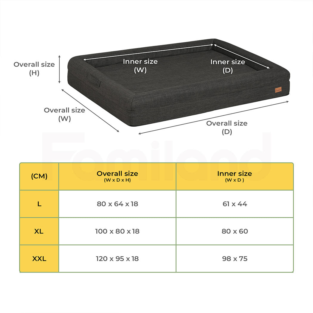 Tedi’s Linen Orthopedic Dog Bed in Dark Grey